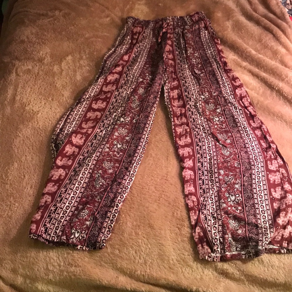 Maroon flowy pants